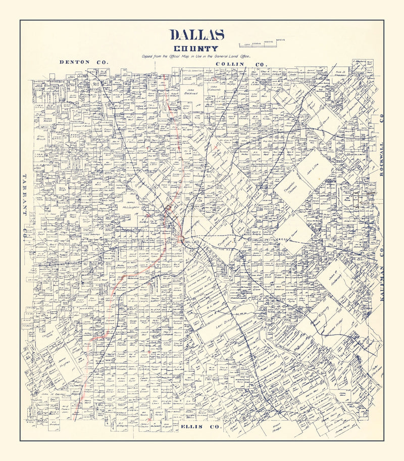 Size comparison using Vintage Map of Dallas County, Texas 1890