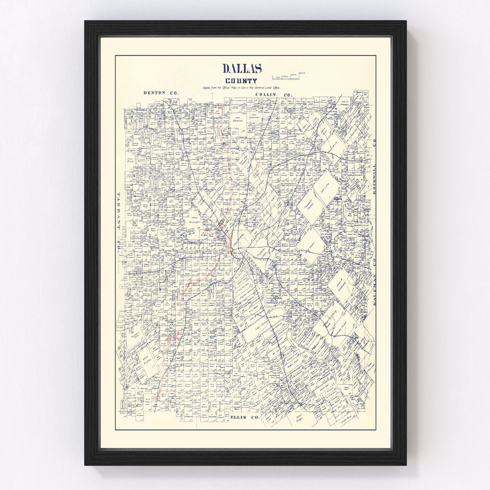 Dallas County Vintage Map 1890