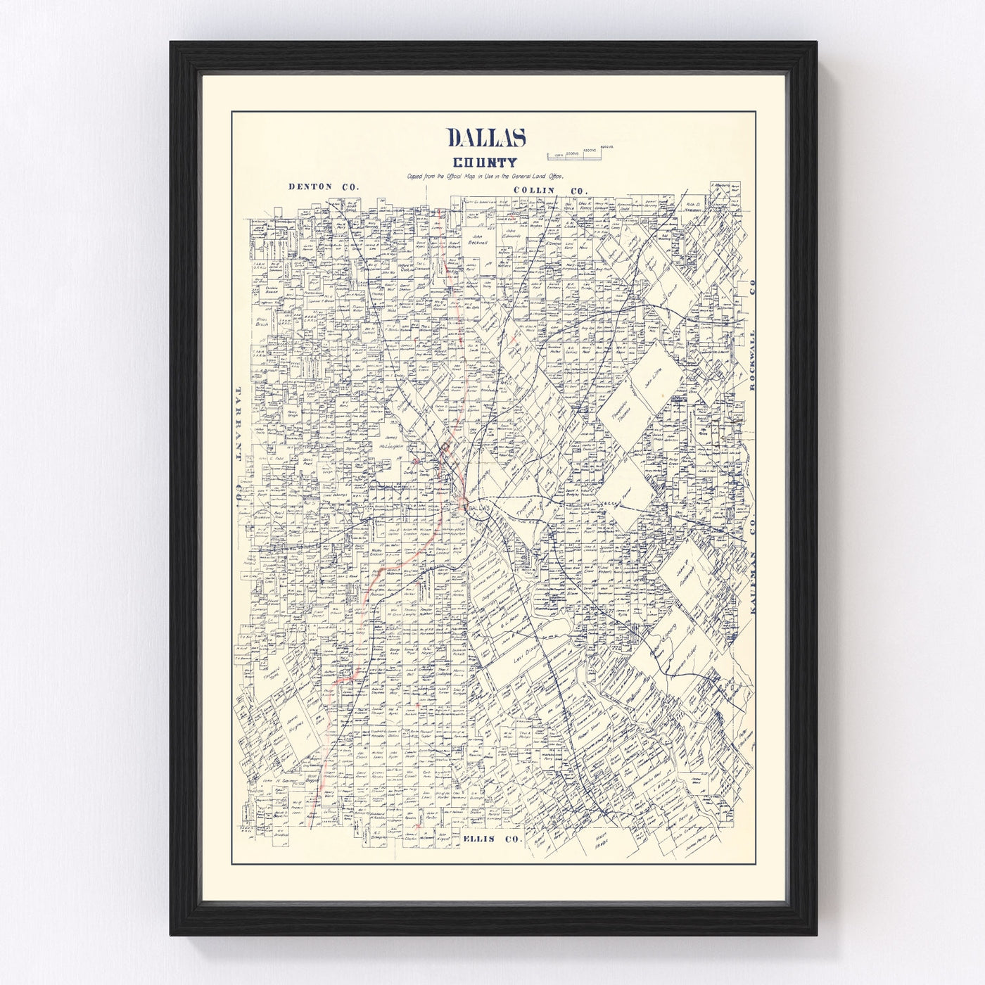 Dallas County Vintage Map 1890