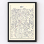 Dallas County Vintage Map 1890