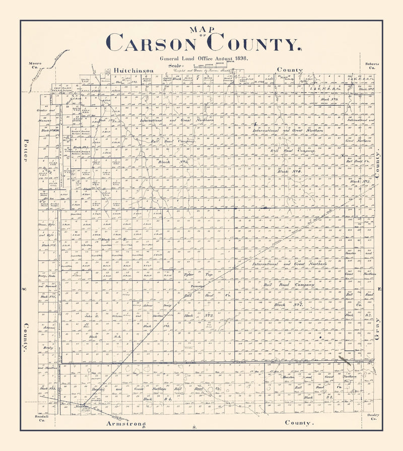 Size comparison using Vintage Map of Carson County, Texas 1898