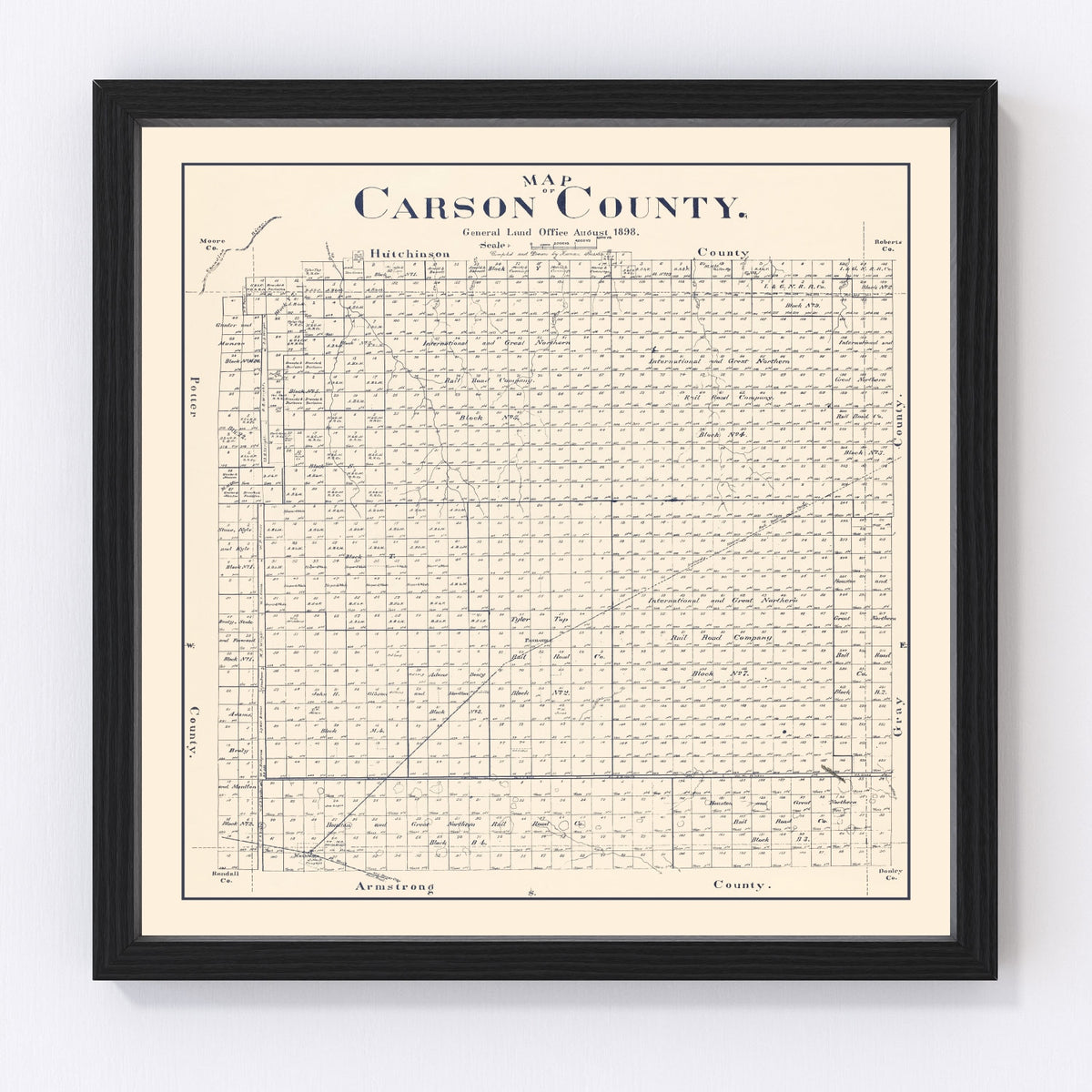 Carson County Vintage Map 1898
