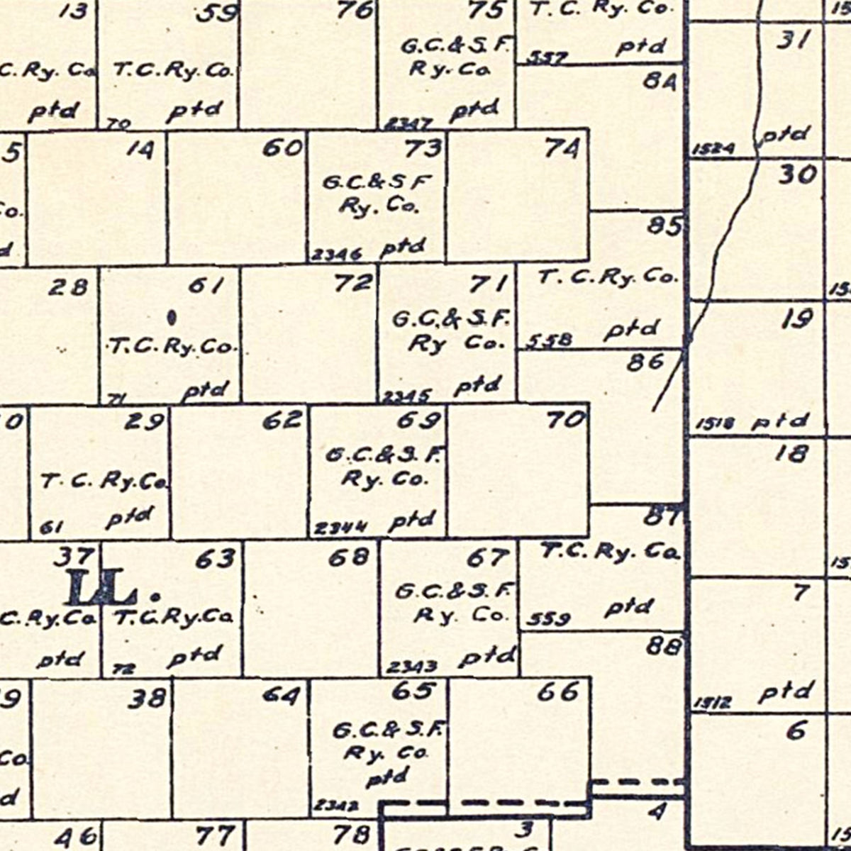 Restored historic details from the 1898 county map of Schleicher County, Texas
