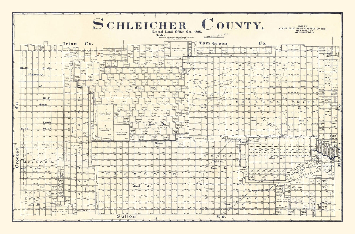 Preview of Vintage Map of Schleicher County, Texas 1898