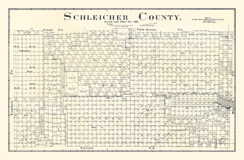 Size comparison using Vintage Map of Schleicher County, Texas 1898