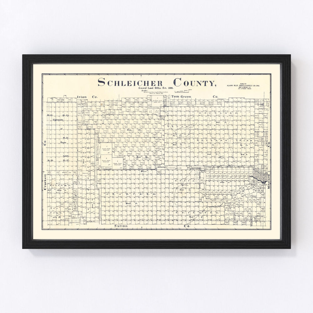 Schleicher County Vintage Map 1898
