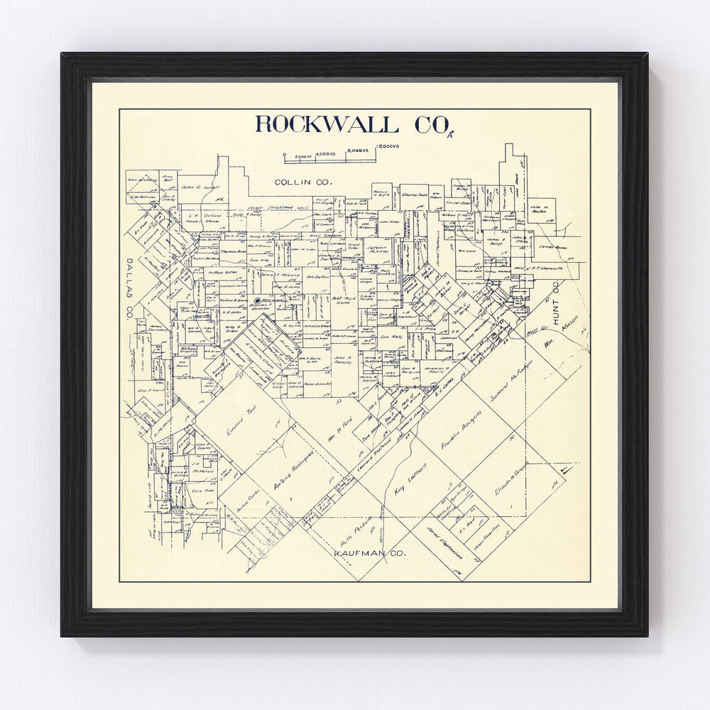 Rockwall County Vintage Map 1890
