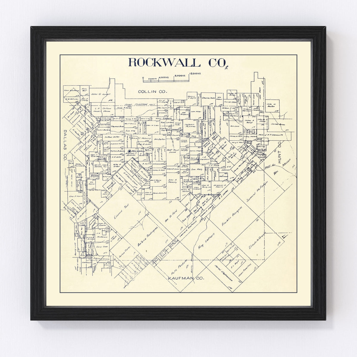 Rockwall County Vintage Map 1890