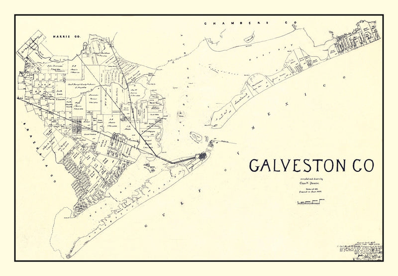 Size comparison using Vintage Map of Galveston County, Texas 1899