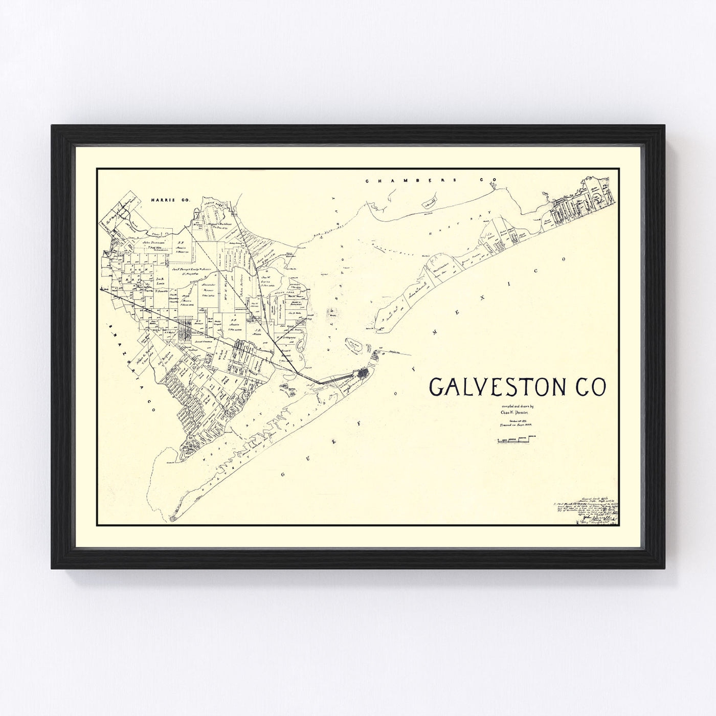 Galveston County Vintage Map 1899