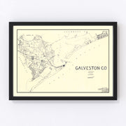 Galveston County Vintage Map 1899