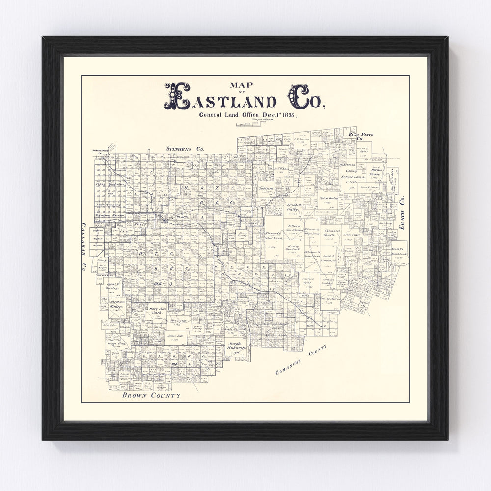 Eastland County Vintage Map 1896