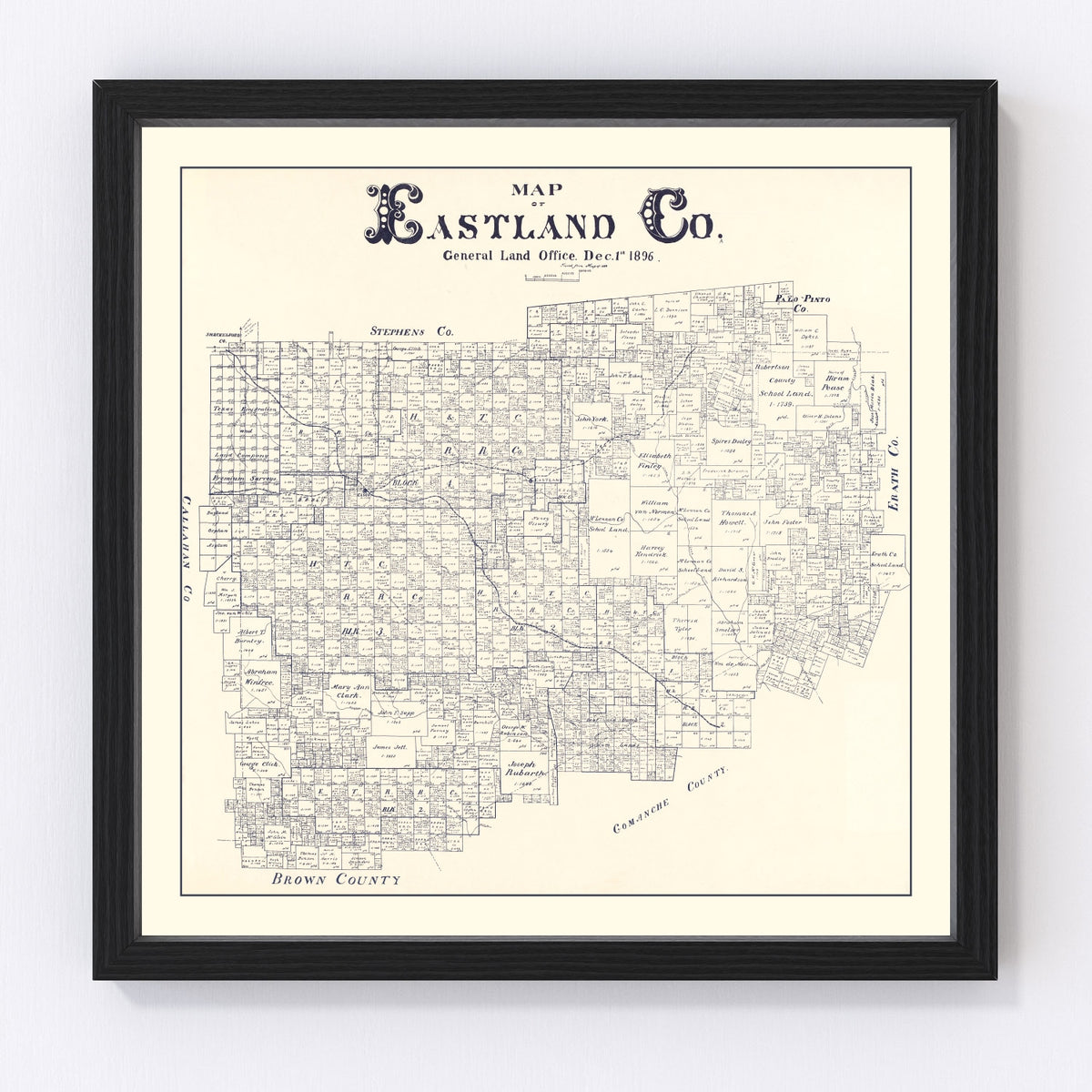 Eastland County Vintage Map 1896