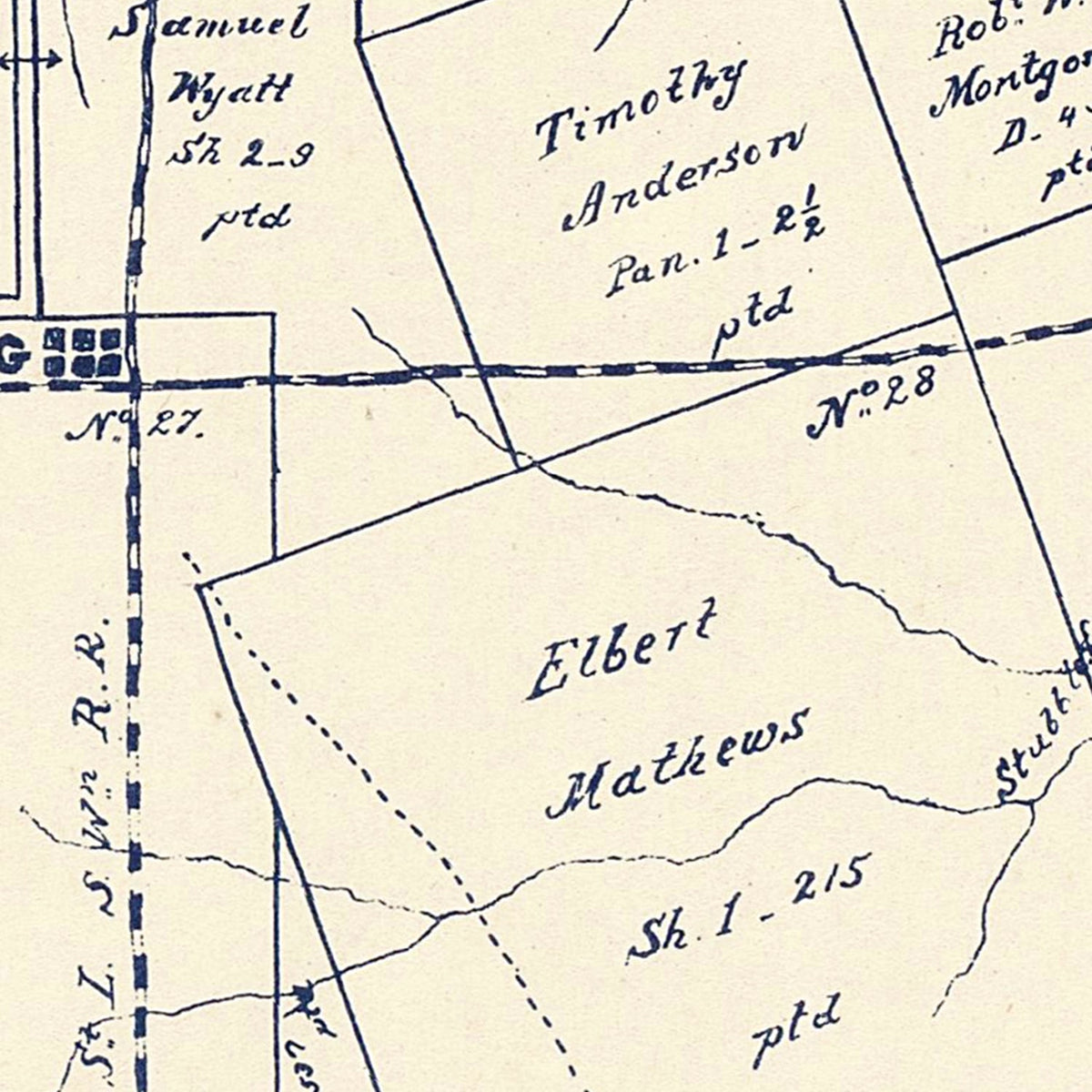 Restored historic details from the 1897 county map of Camp County, Texas