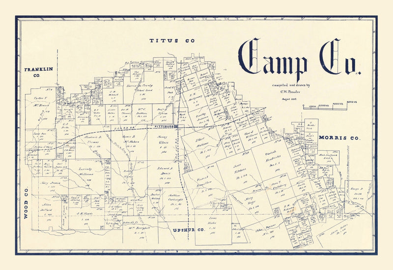 Size comparison using Vintage Map of Camp County, Texas 1897