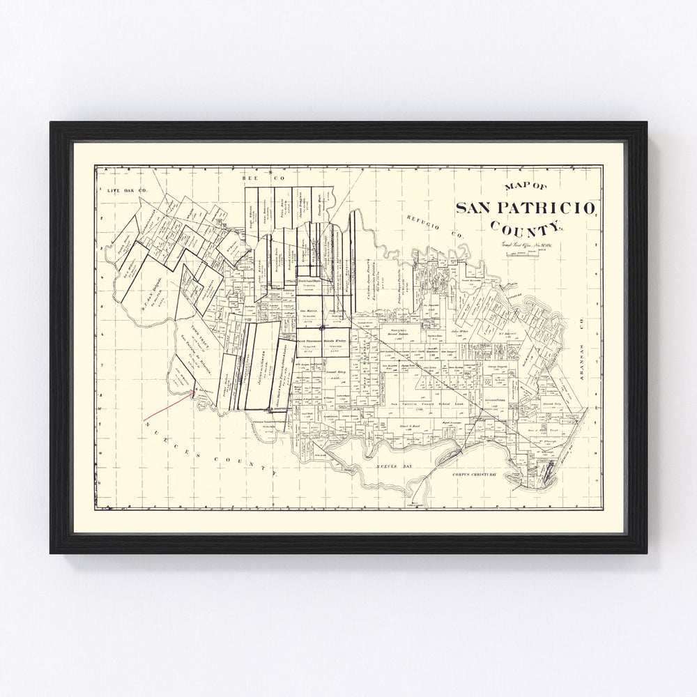 San Patricio County Vintage Map 1896