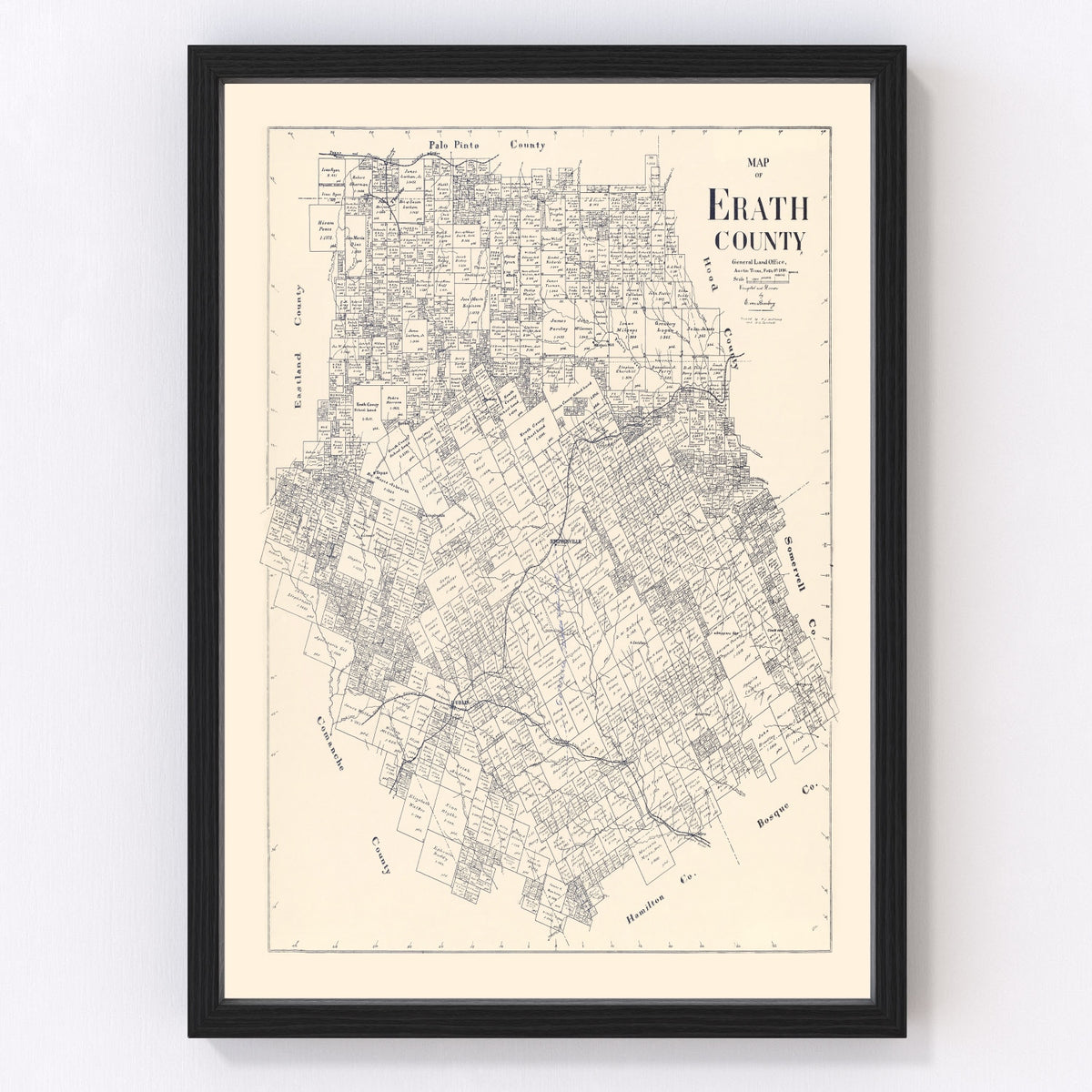 Erath County Vintage Map 1896