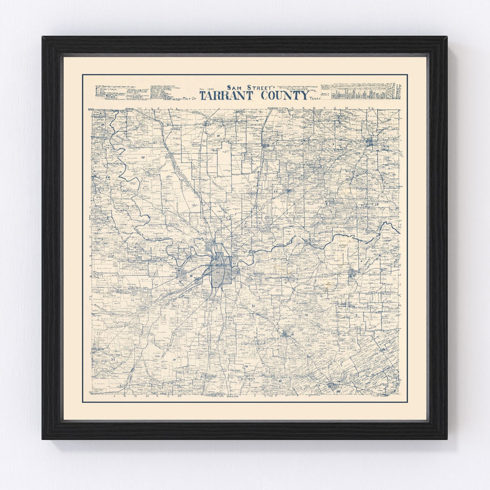 Tarrant County Vintage Map 1895