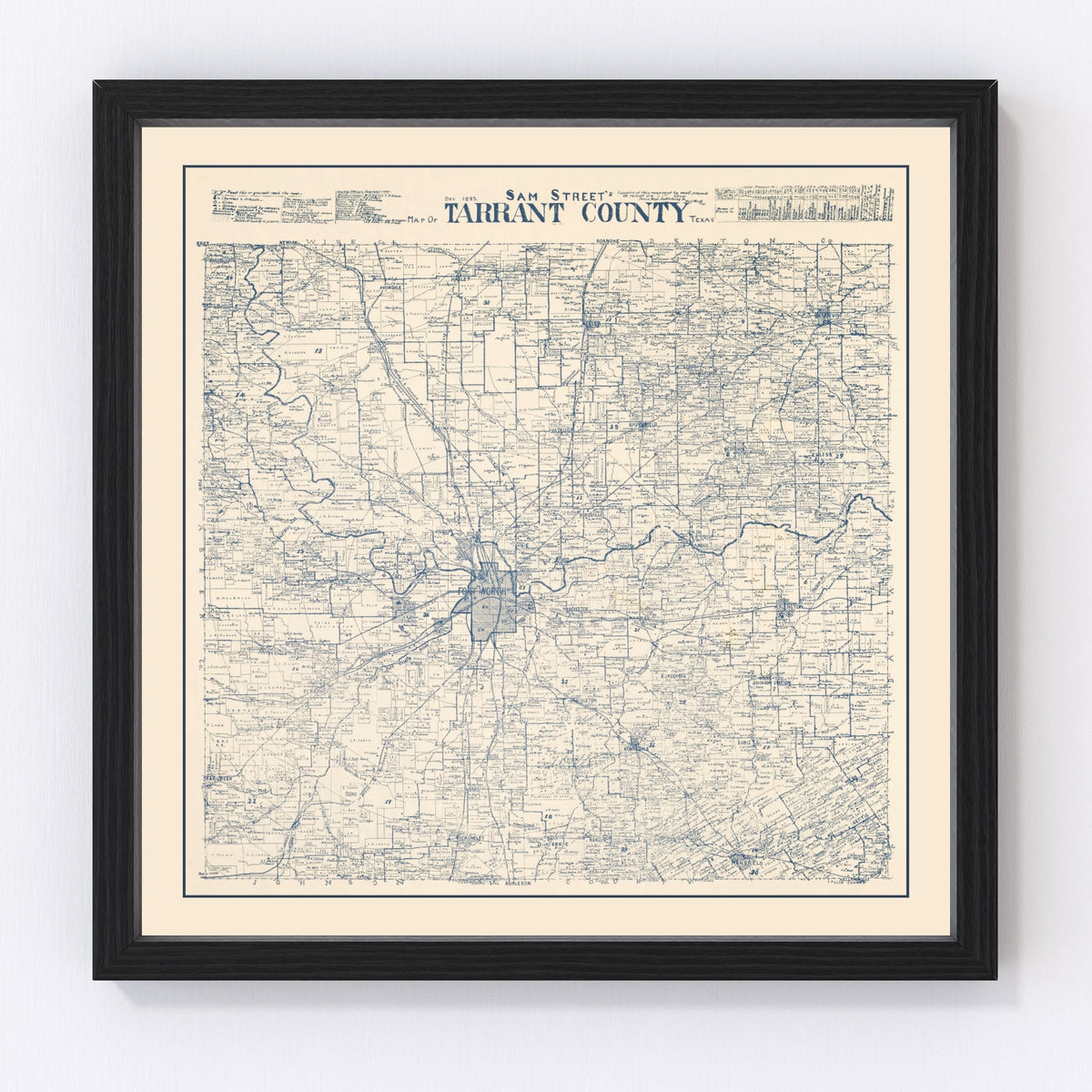 Tarrant County Vintage Map 1895