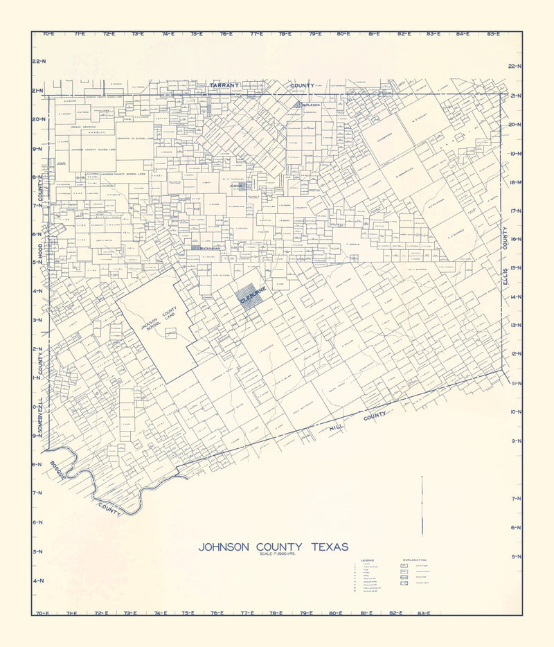 Size comparison using Vintage Map of Johnson County, Texas 1899