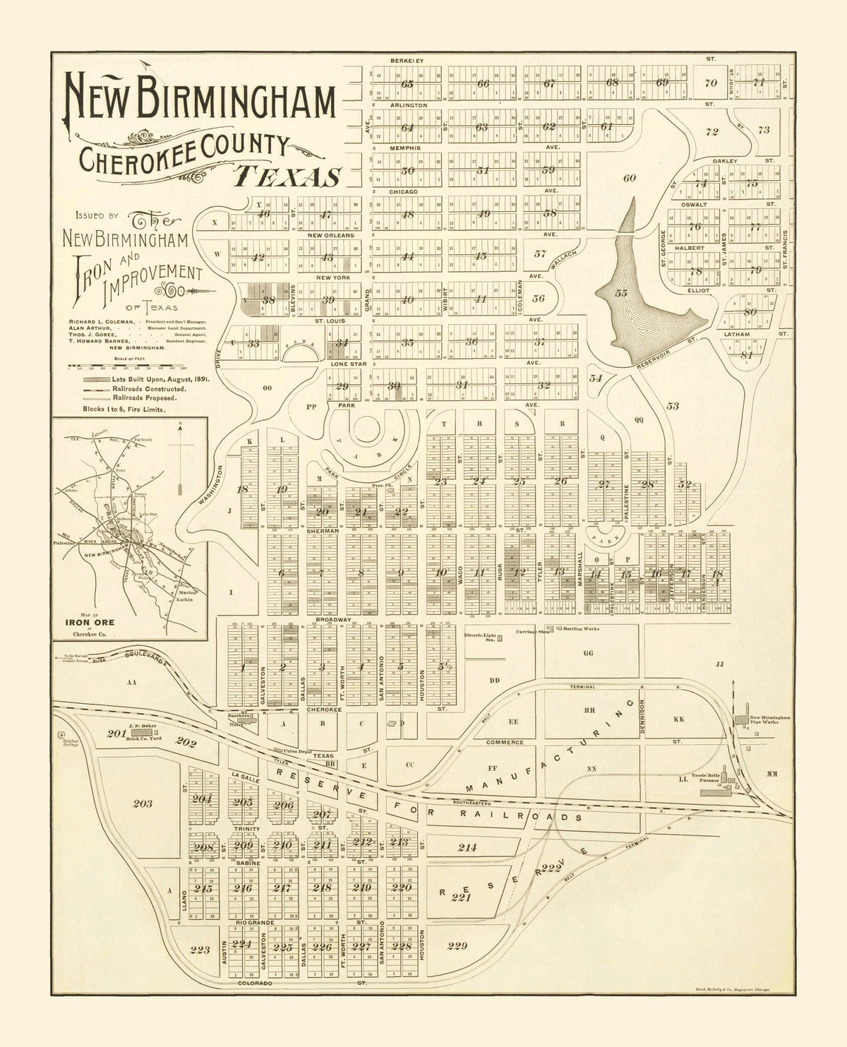 Preview of Vintage Map of New Birmingham, Texas 1891