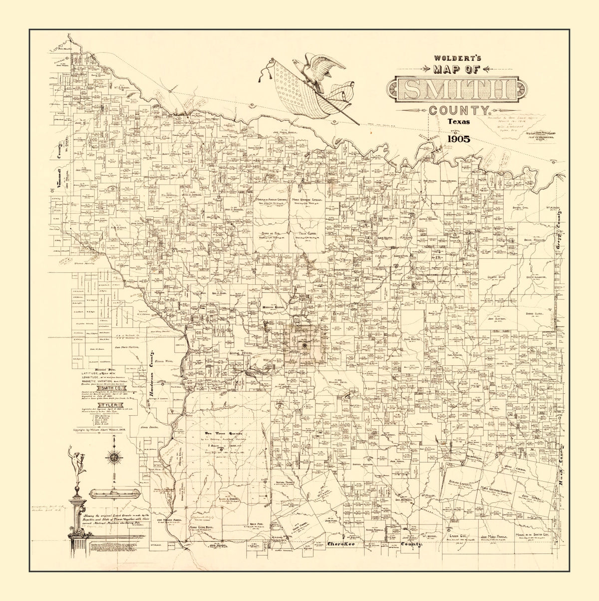 Preview of Vintage Map of Smith County, Texas 1905