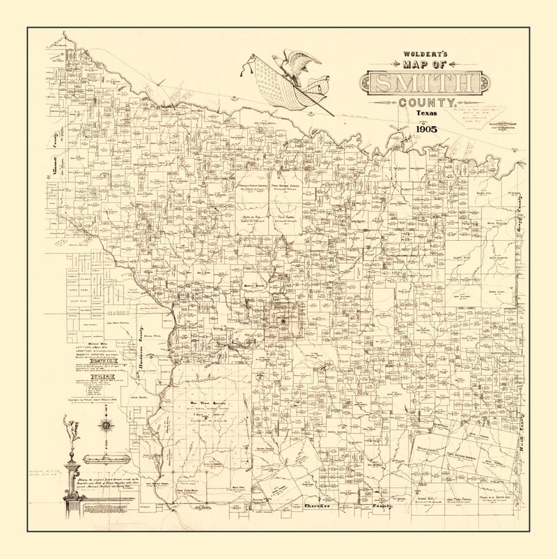 Size comparison using Vintage Map of Smith County, Texas 1905