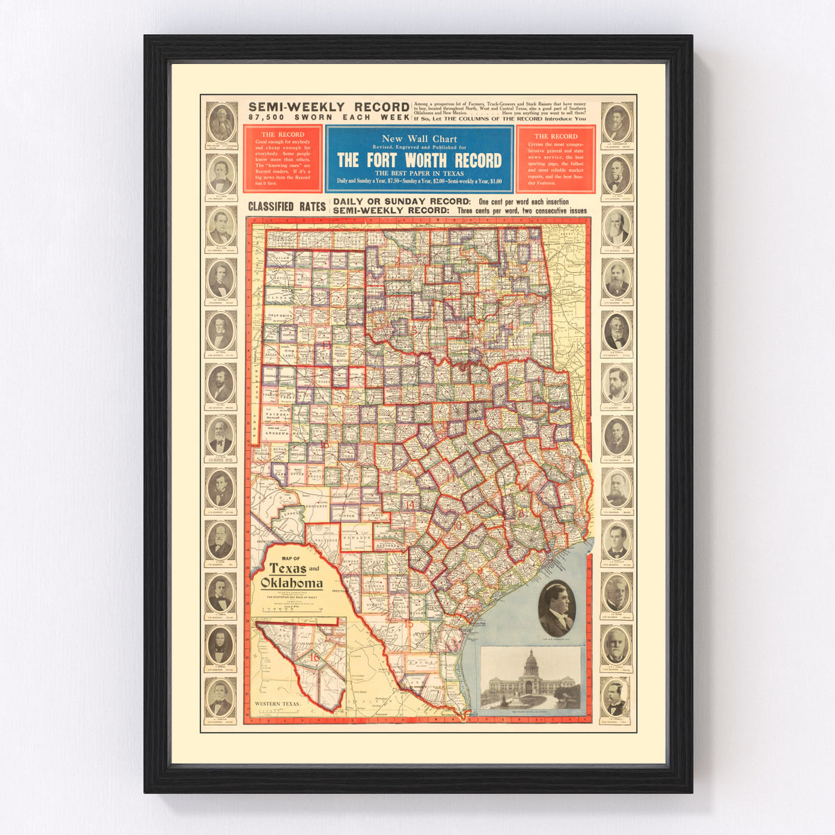 Texas Vintage Map 1912