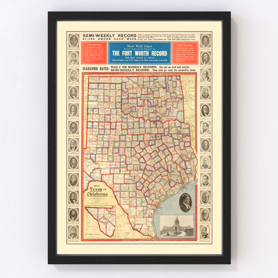 Texas Vintage Map 1912