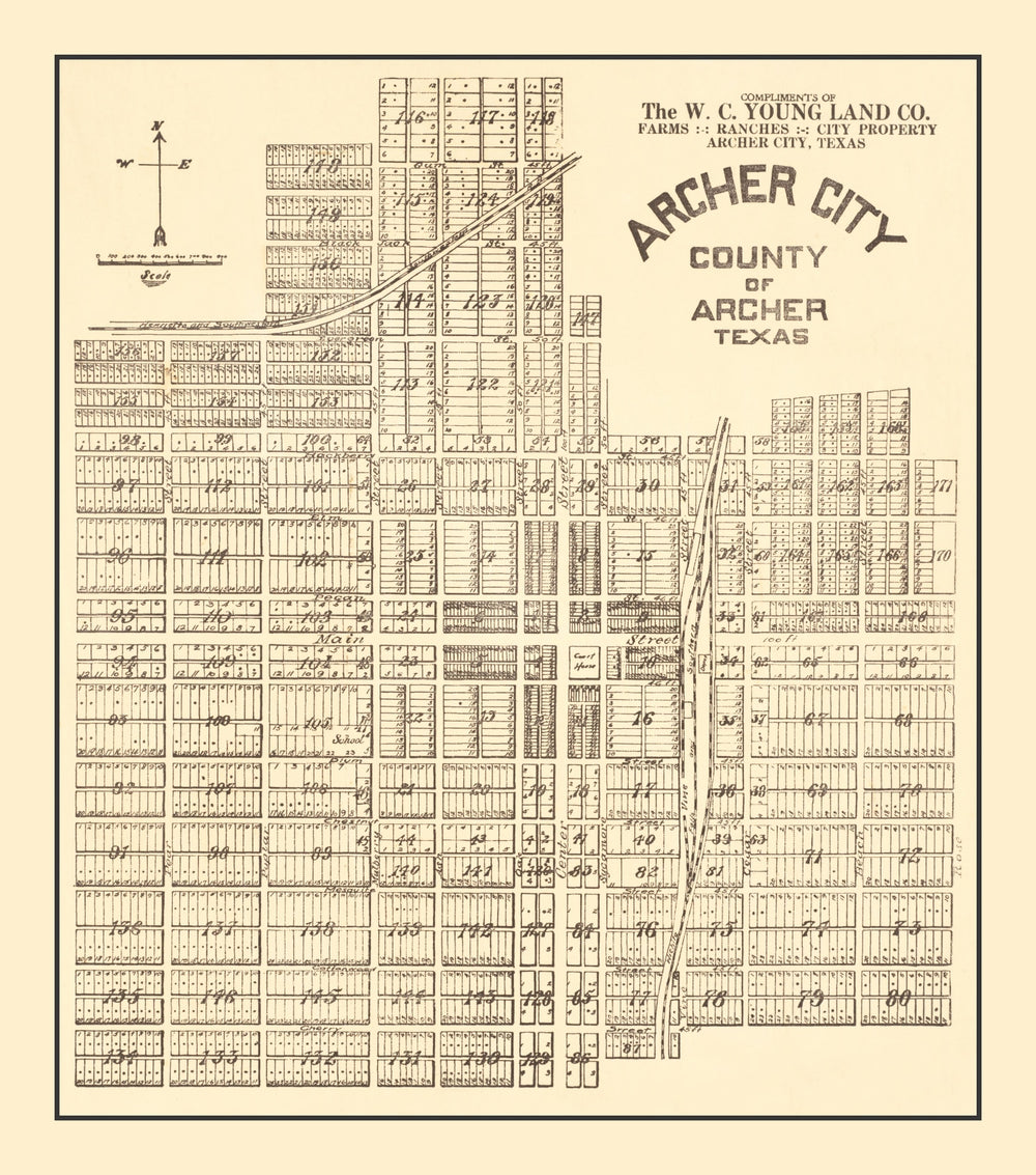 Vintage Map of Archer, Texas 1921 print style example