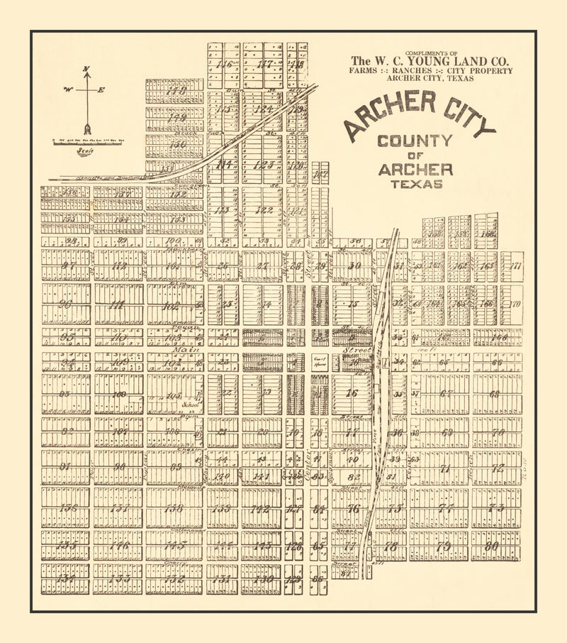 Size comparison using Vintage Map of Archer, Texas 1921