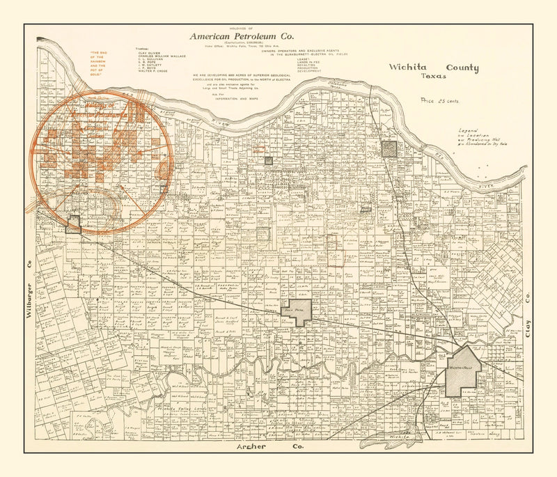 Size comparison using Vintage Map of Wichita County, Texas 1918