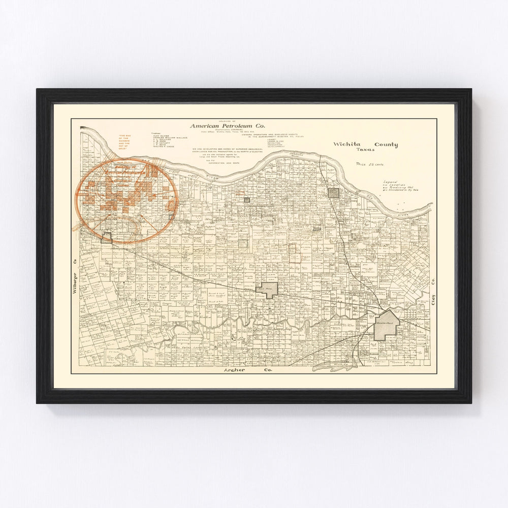 Wichita County Vintage Map 1918