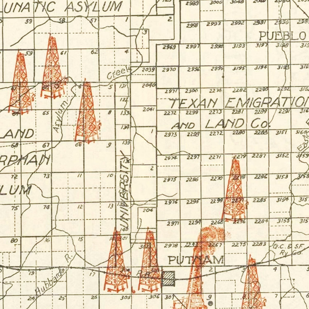 Restored historic details from the 1919 county map of Callahan County, Texas