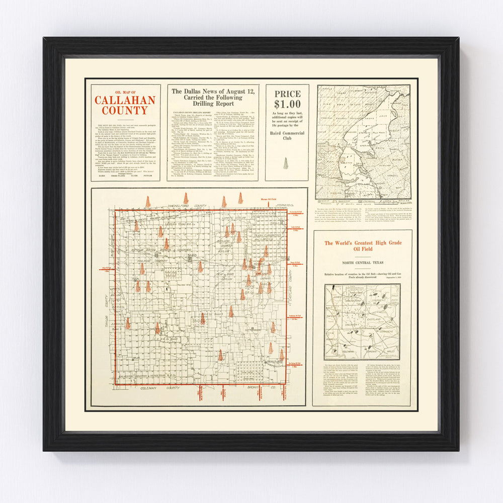 Callahan County Vintage Map 1919