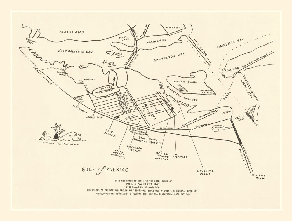 Vintage Map of Galveston, Texas 1922 print style example