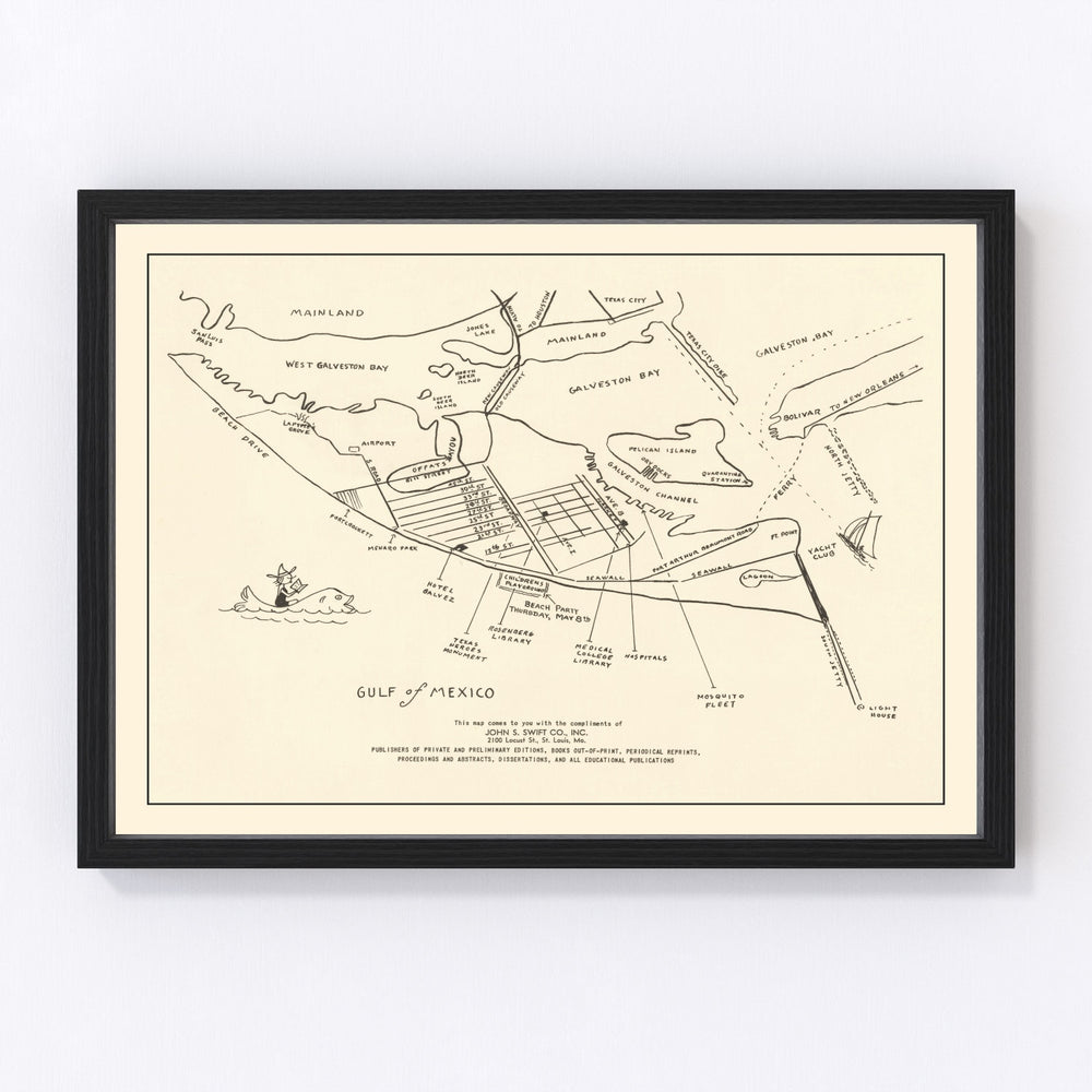 Galveston Vintage Map 1922