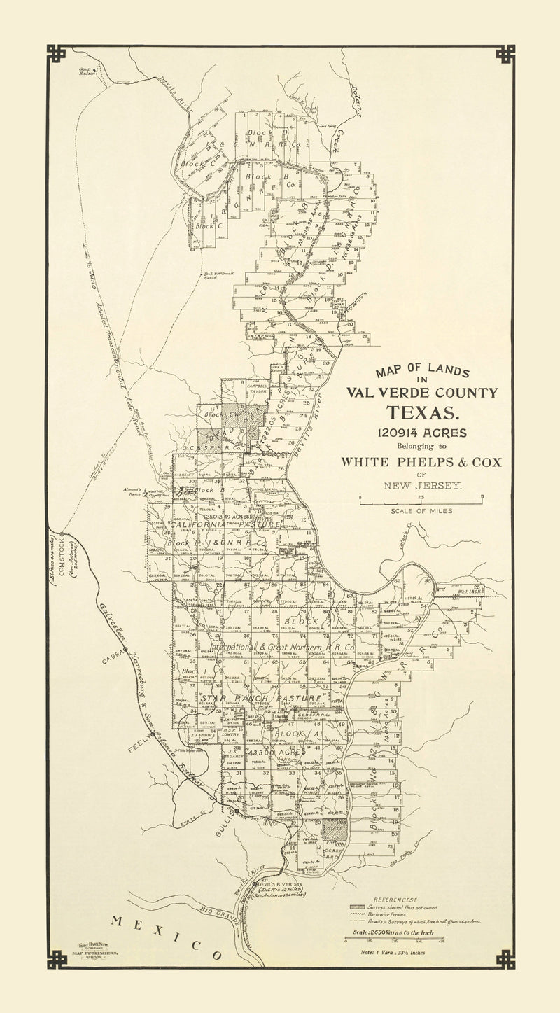 Size comparison using Vintage Map of Val Verde County, Texas 1913