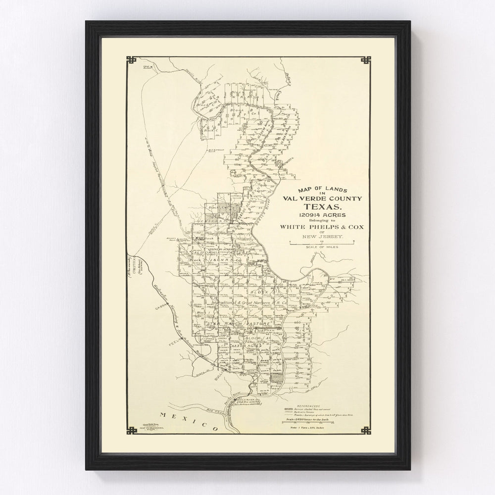 Val Verde County Vintage Map 1913