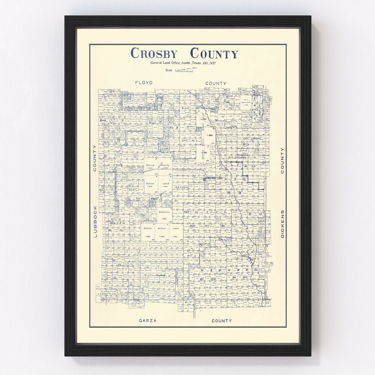 Crosby County Vintage Map 1927
