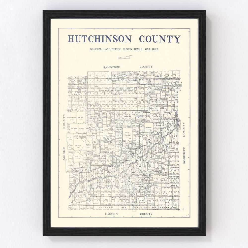 Hutchinson County Vintage Map 1922