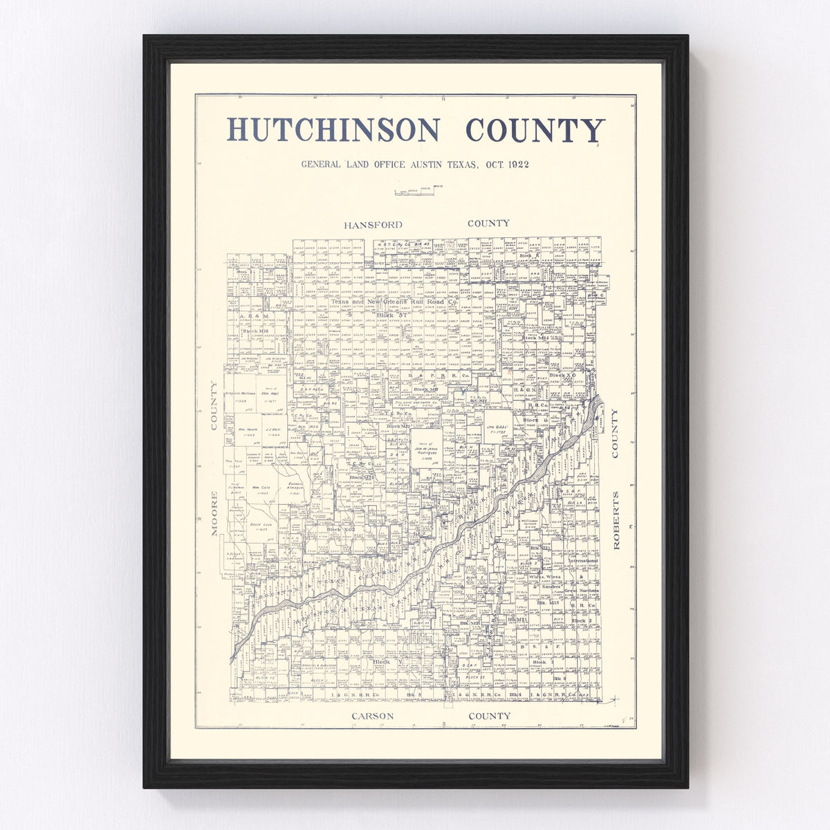 Hutchinson County Vintage Map 1922