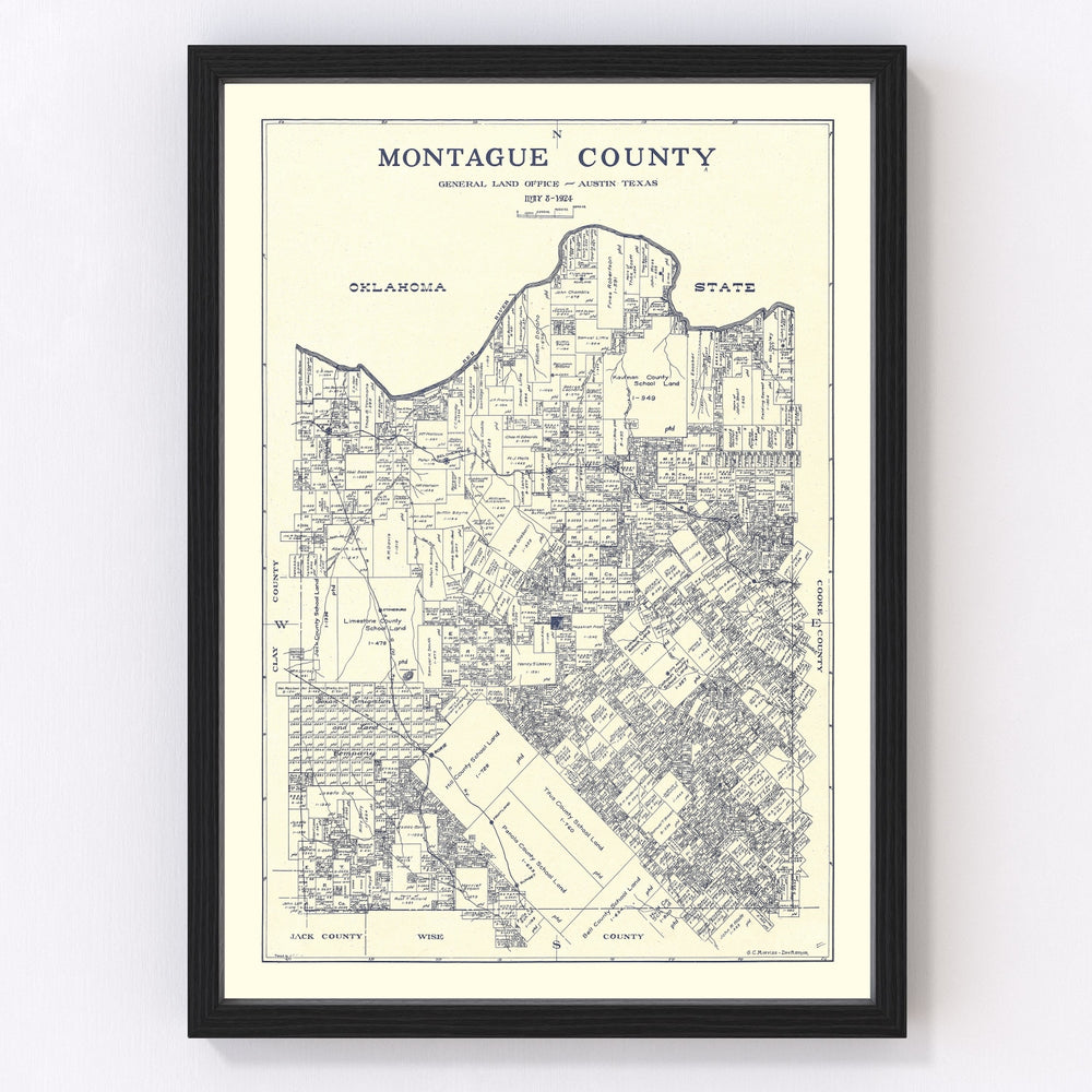 Montague County Vintage Map 1924