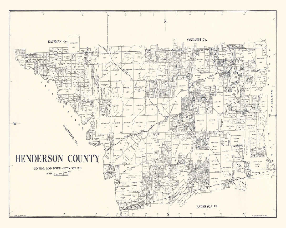 Preview of Vintage Map of Henderson County, Texas 1922