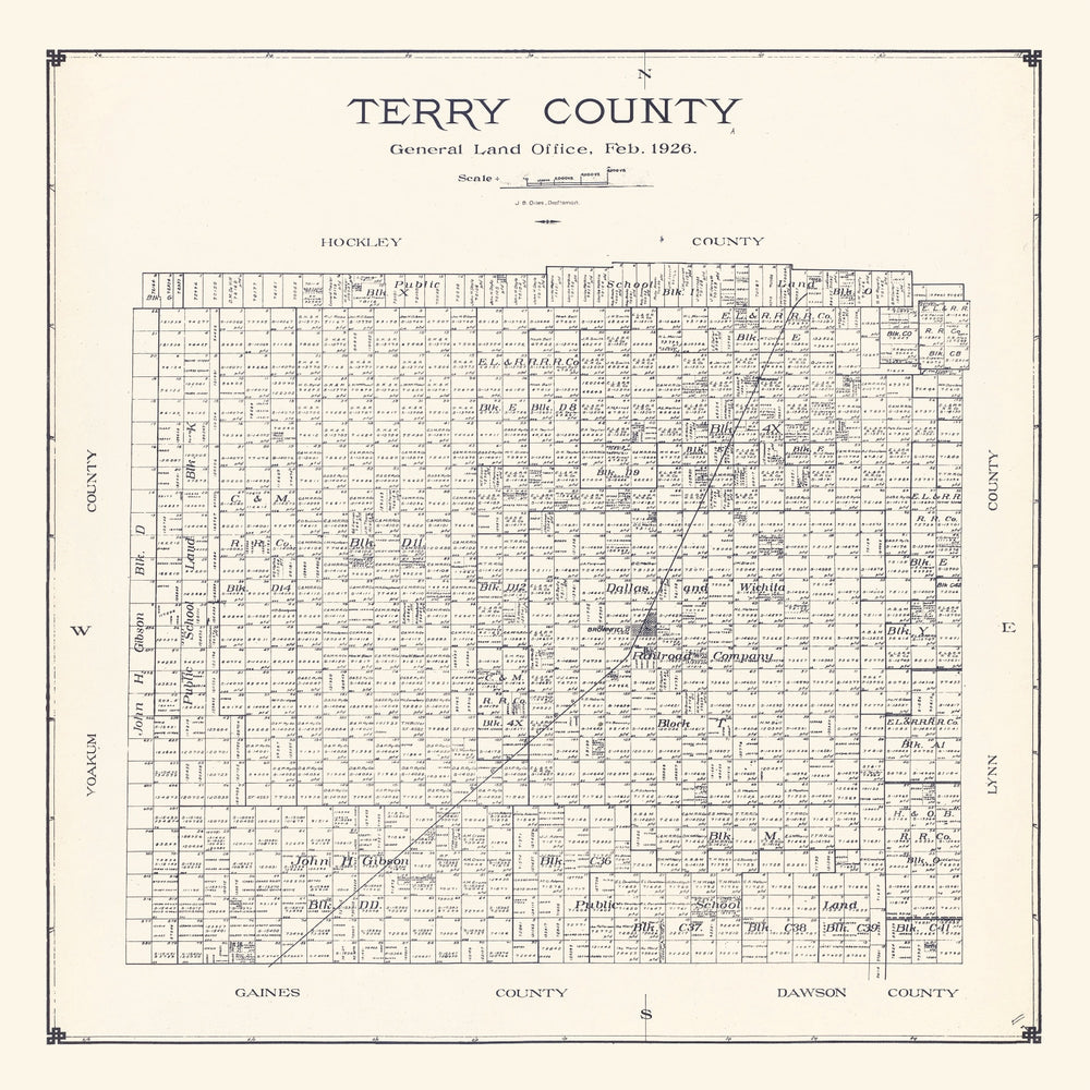 Vintage Map of Terry County, Texas 1926 print style example