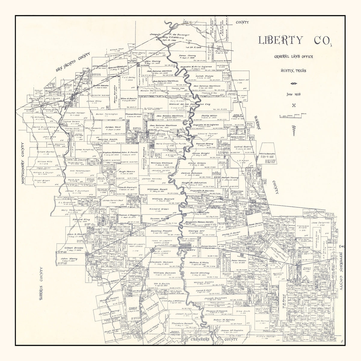 Preview of Vintage Map of Liberty County, Texas 1926