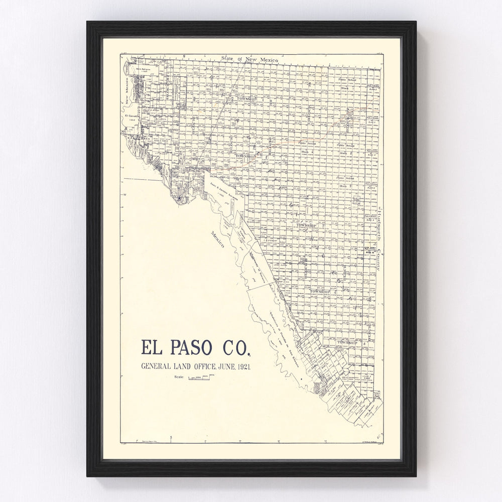 El Paso County Vintage Map 1921