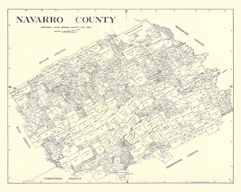 Size comparison using Vintage Map of Navarro County, Texas 1924