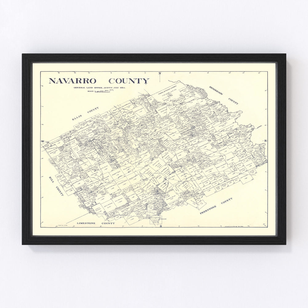 Navarro County Vintage Map 1924