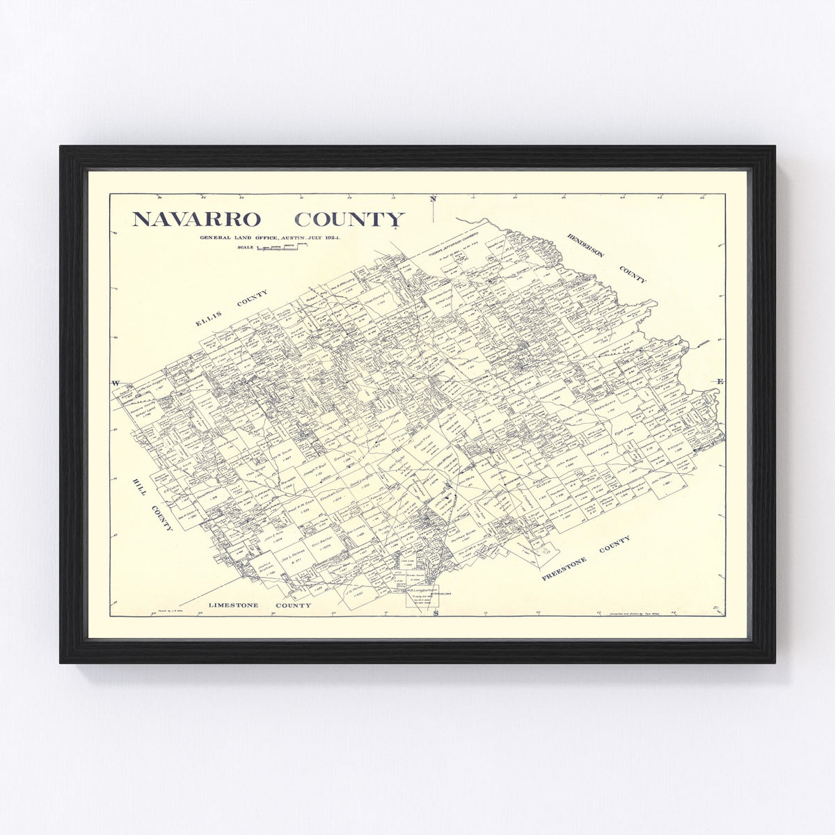 Navarro County Vintage Map 1924